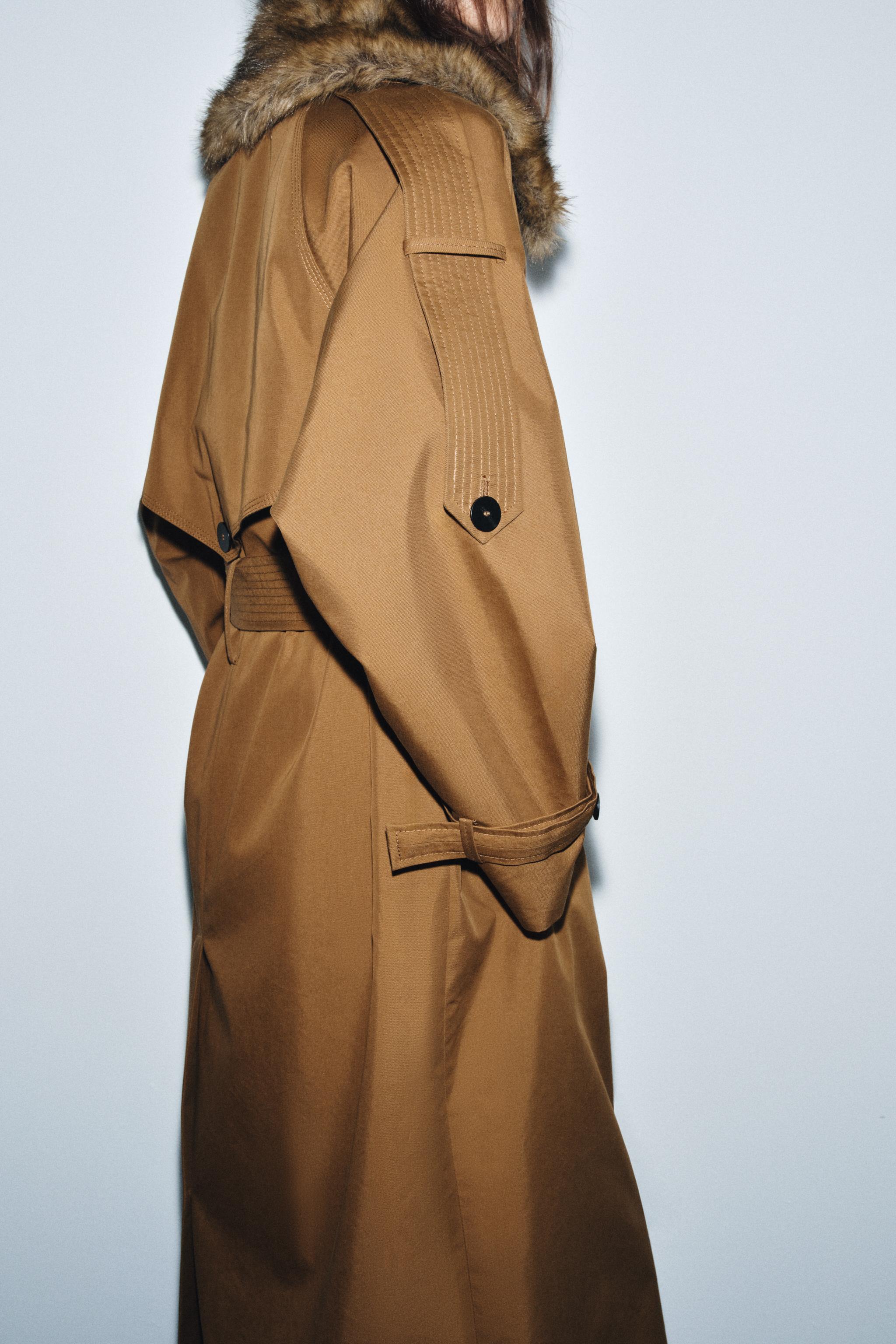 OVERSIZED TRENCH COAT WITH FAUX FUR COLLAR ZW COLLECTION LIMITED EDITION